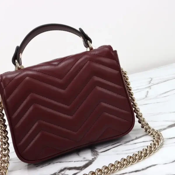 Gucci  Marmont Mini Top Handle Bordeaux - Image 3