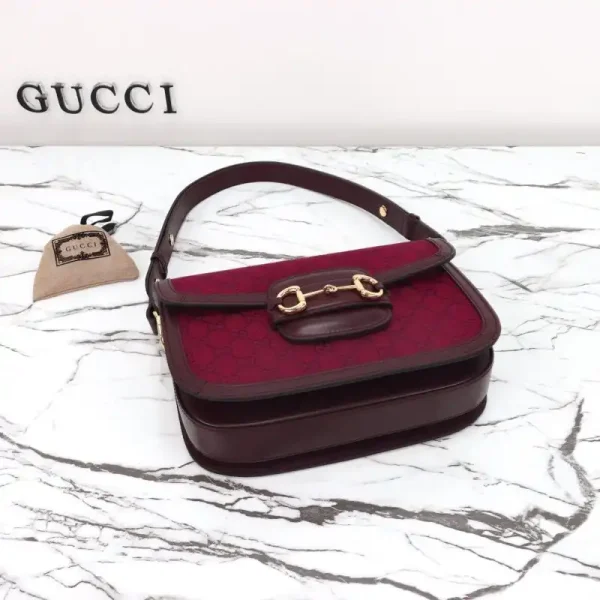 Gucci  G 1955 Horsebit Red Denim - Image 7