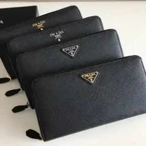 Prada Saffiano Long Zipper Wallet Black