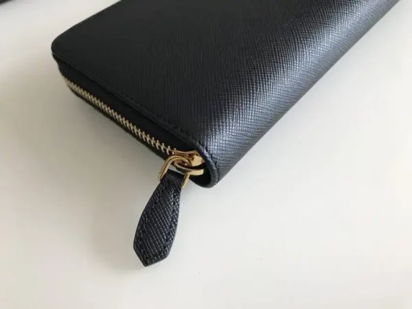 Prada Saffiano Long Zipper Wallet Black - Image 5