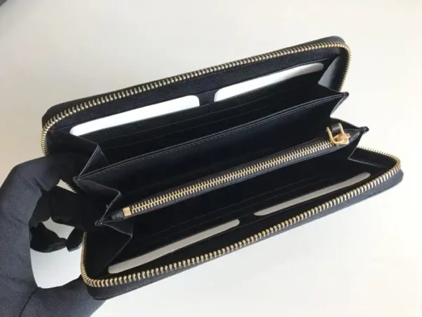Prada Saffiano Long Zipper Wallet Black - Image 2