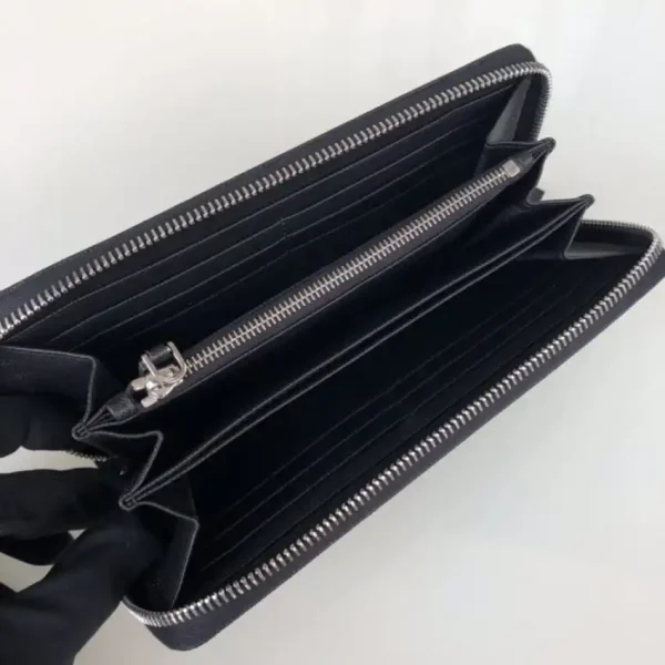 Prada Saffiano Long Wallet Black Silver - Image 7