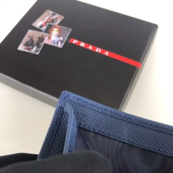 Prada Saffiano Two Fold Wallet Blue - Image 2