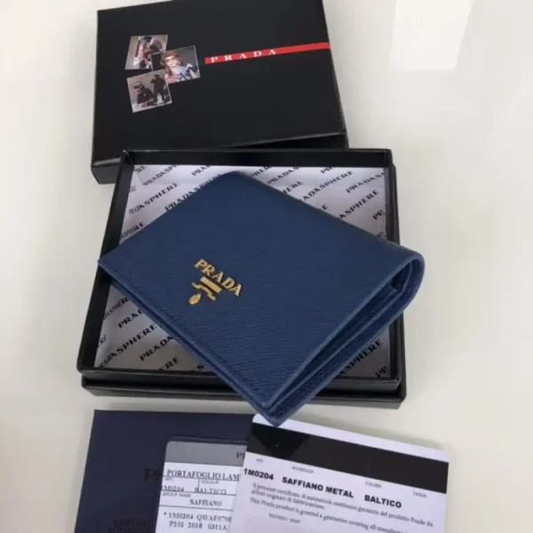 Prada Saffiano Two Fold Wallet Blue - Image 3