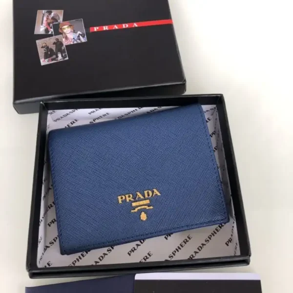 Prada Saffiano Two Fold Wallet Blue - Image 4