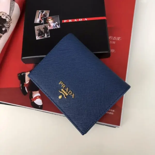 Prada Saffiano Two Fold Wallet Blue - Image 5
