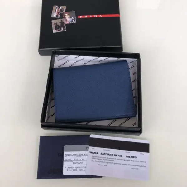 Prada Saffiano Two Fold Wallet Blue - Image 7