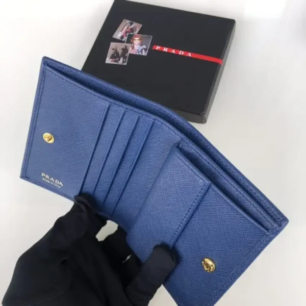 Prada Saffiano Two Fold Wallet Blue - Image 8