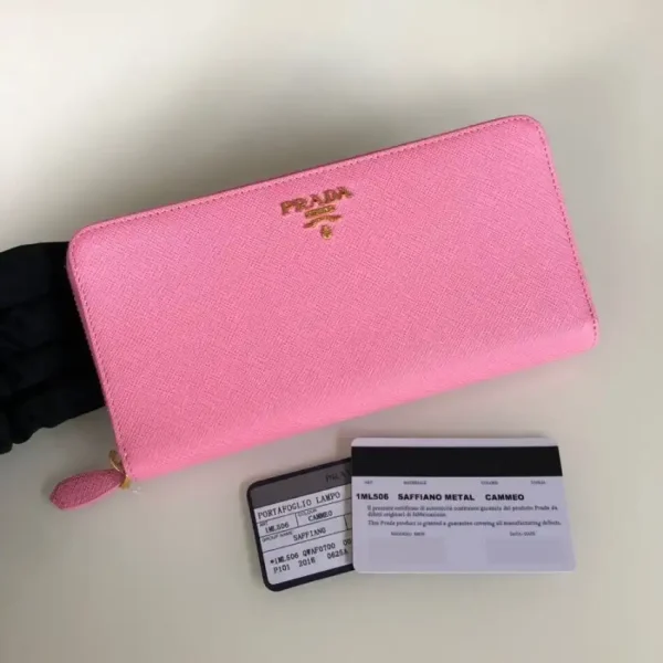 Prada Saffiano Long Zipper Wallet Pink - Image 6