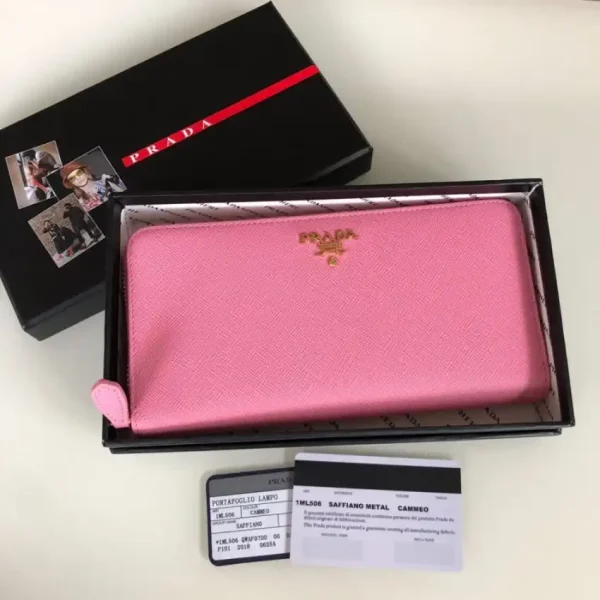 Prada Saffiano Long Zipper Wallet Pink - Image 7