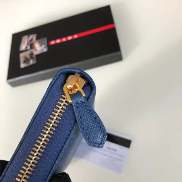 Prada Saffiano Long Zipper Wallet Blue - Image 3