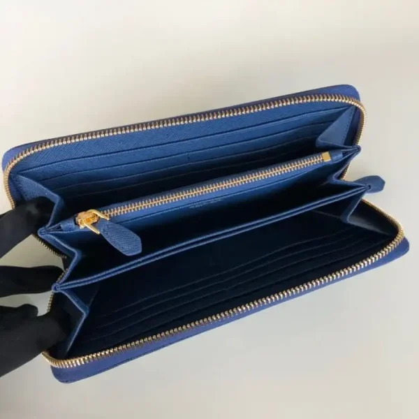 Prada Saffiano Long Zipper Wallet Blue - Image 5