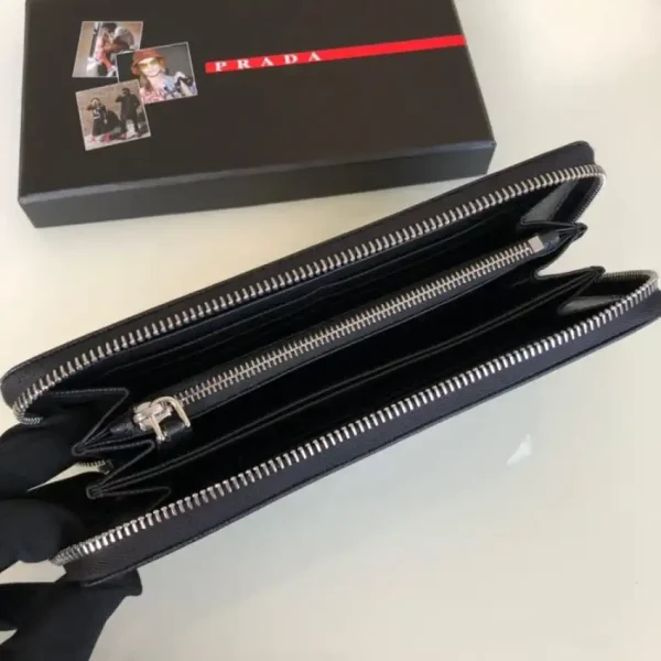 Prada Saffiano Long Wallet Black Silver - Image 9