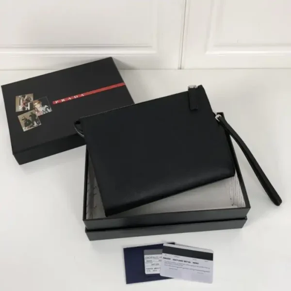 Prada Saffiano Pouch Silver - Image 3