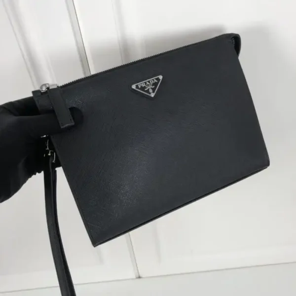 Prada Saffiano Pouch Silver - Image 6