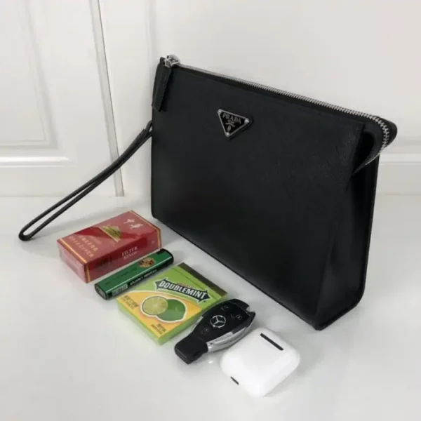Prada Saffiano Pouch Silver - Image 9