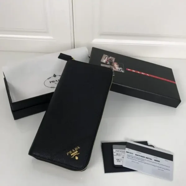 Prada Saffiano Long Wallet Black - Image 3