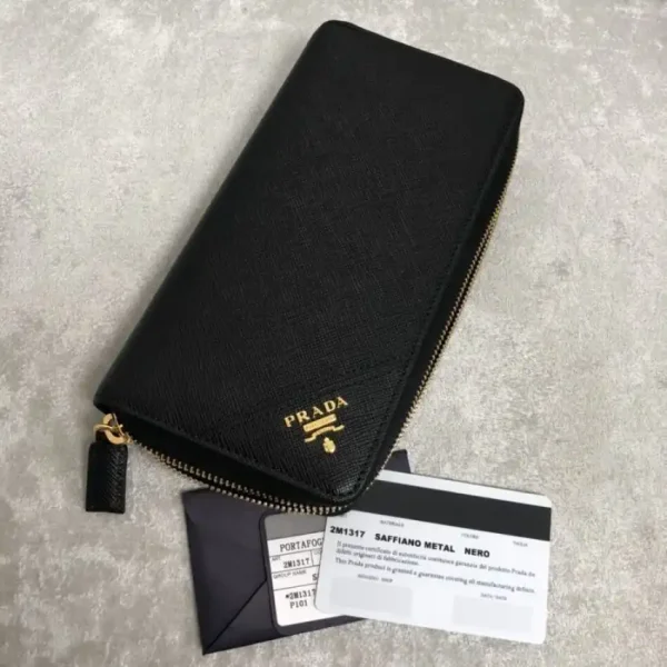 Prada Saffiano Long Wallet Black - Image 9
