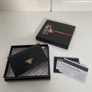 Prada Saffiano Wallet Black Silver