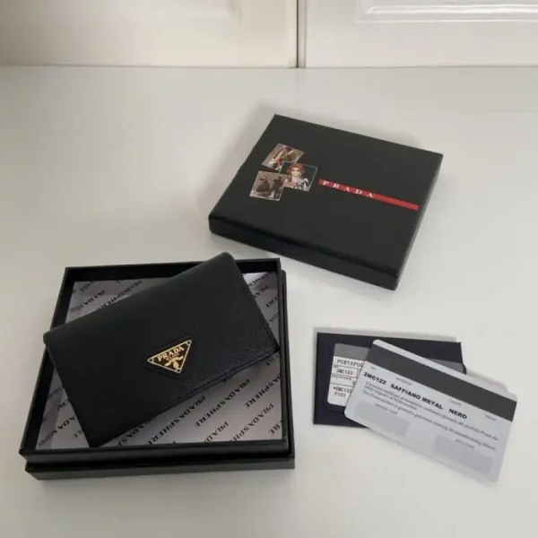 Prada Saffiano Wallet Black Silver