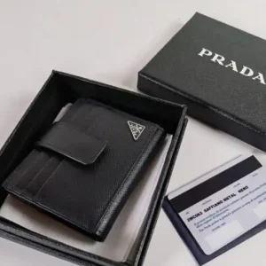 Prada Saffiano Two Fold  Compact Wallet