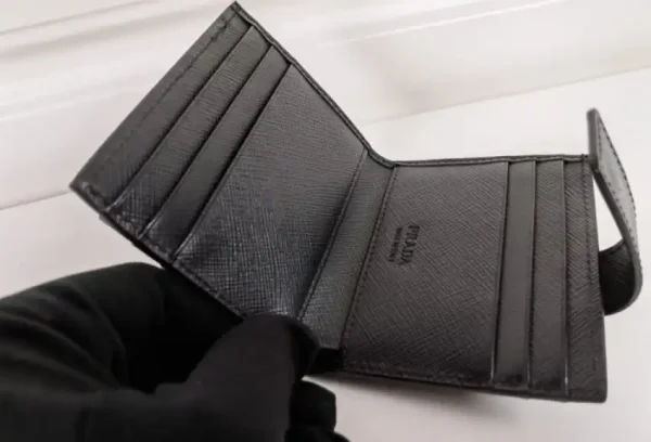 Prada Saffiano Two Fold  Compact Wallet - Image 3