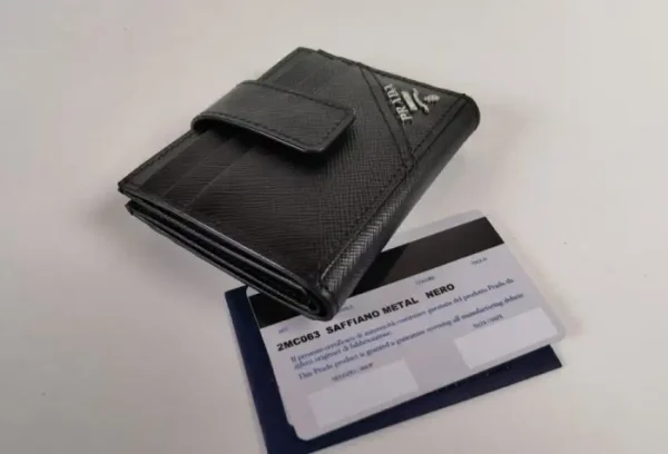 Prada Saffiano Two Fold Wallet Silver - Image 3