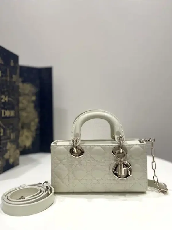 Dior Lady D-Joy Bag  White Patent
