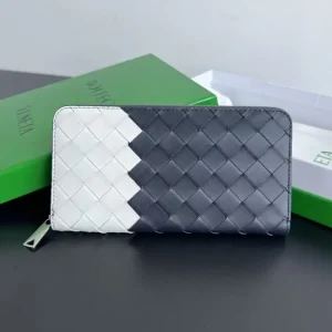 Bottega Veneta Zip Long Wallet White&Blue