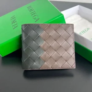 Bottega Veneta Intrecciato Bi-Fold Wallet Black&Brown