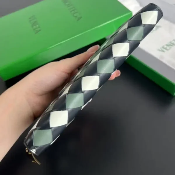 Bottega Veneta Zip Long Wallet Green Grid - Image 2