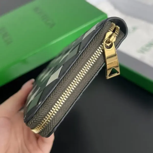 Bottega Veneta Zip Long Wallet Green Grid - Image 3