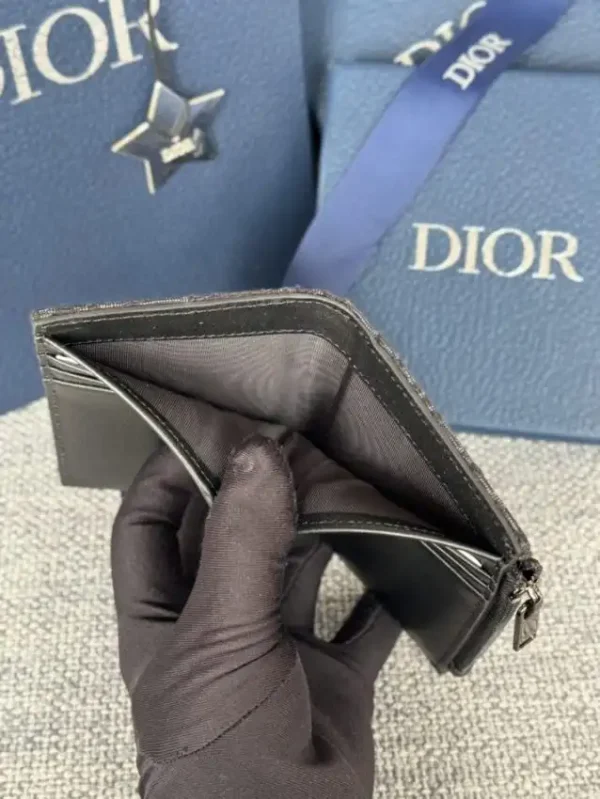 Dior Zipper Card Holder Black - Image 5