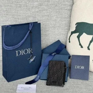 Dior Zipper Card Holder Black