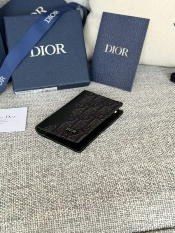 Dior Bi Fold Card Holder Oblique Black - Image 2