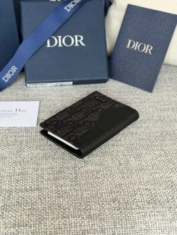 Dior Bi Fold Card Holder Oblique Black - Image 3