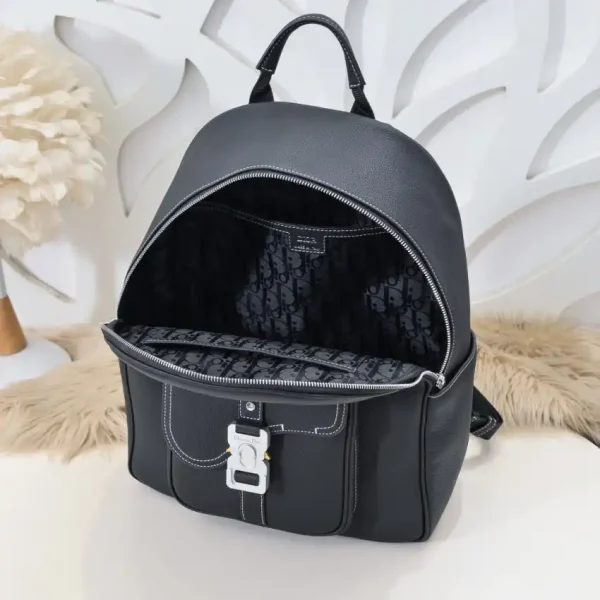 Dior Saddle Zip Backpack Black Grained Calfskin - Image 3