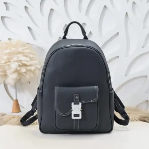 Dior Saddle Zip Backpack Black Grained Calfskin