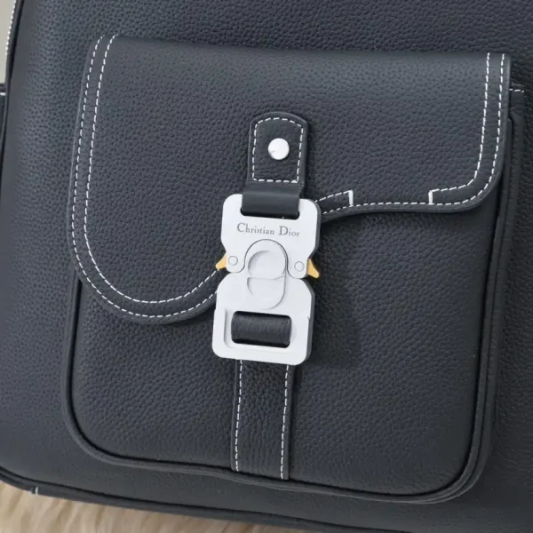 Dior Saddle Zip Backpack Black Grained Calfskin - Image 8