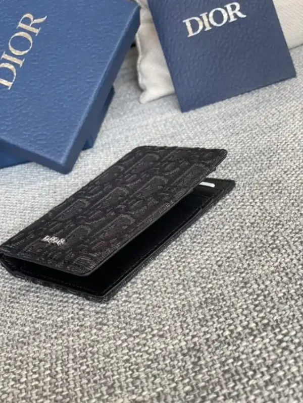 Dior Bi Fold Card Holder Black - Image 6