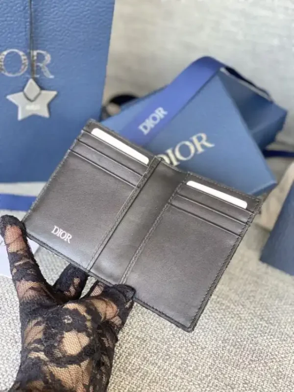 Dior Bi Fold Card Holder Black - Image 9