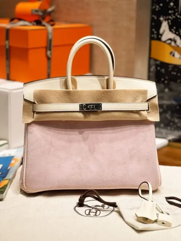 Hermes Birkin Pink Suede