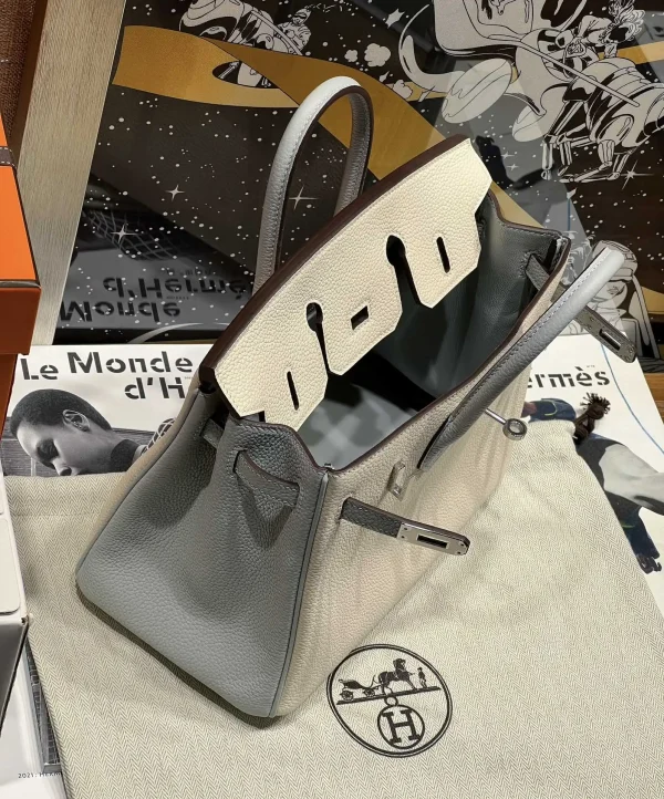 Hermes Birkin Haze Blue Cream White - Image 7