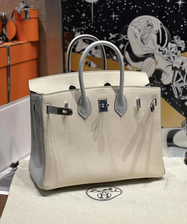 Hermes Birkin Haze Blue Cream White - Image 9