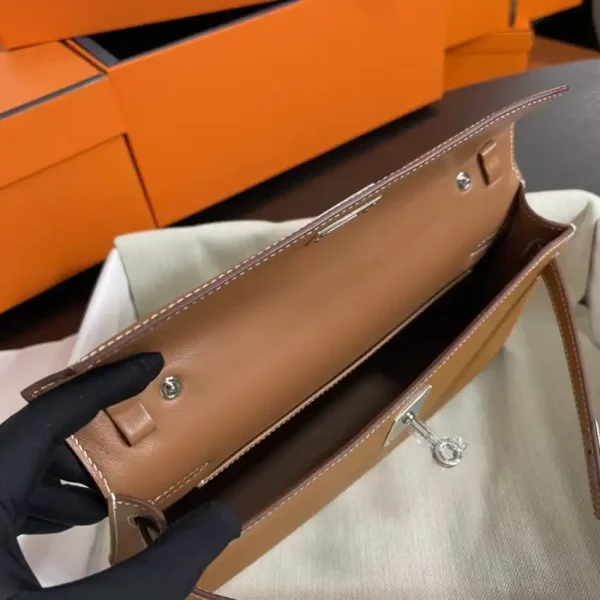 Hermes Kelly Elan Brown Silver - Image 6