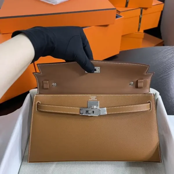 Hermes Kelly Elan Brown Silver - Image 8