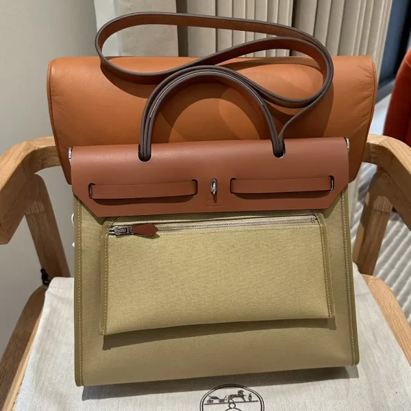 Hermes Herbag 31cm Brown Canvas - Image 2