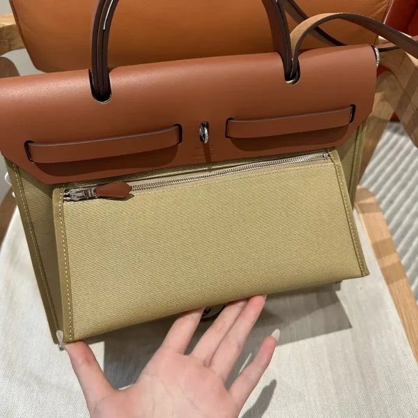 Hermes Herbag 31cm Brown Canvas - Image 4