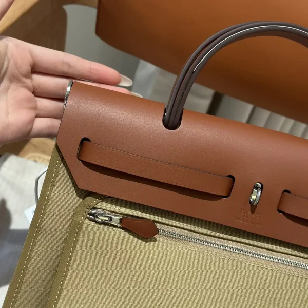 Hermes Herbag 31cm Brown Canvas - Image 5