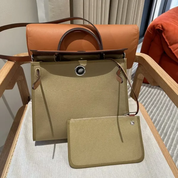 Hermes Herbag 31cm Brown Canvas - Image 7